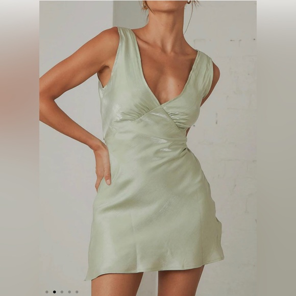 Peppermayo - Audrey Vintage Slip Dress in Sage Green - Picture 3 of 16